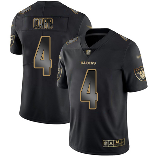 Men Oakland Raiders Limited Black Gold Derek Carr Jersey NFL Football 4 Vapor Untouchable Jersey